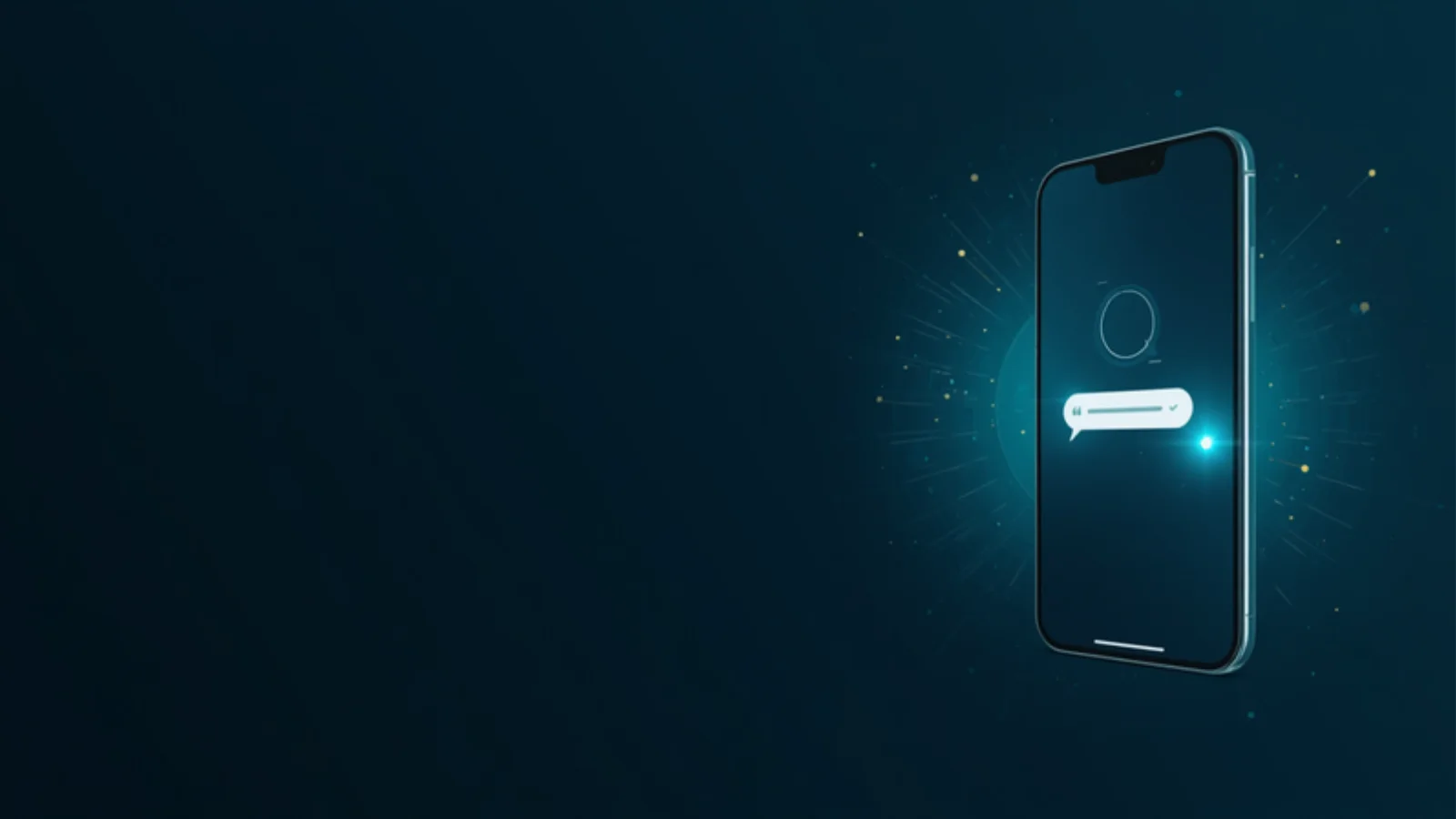 Glowing smartphone delivering a single highlighted AI chat answer — the one recommendation Answer Engine Optimization competes for