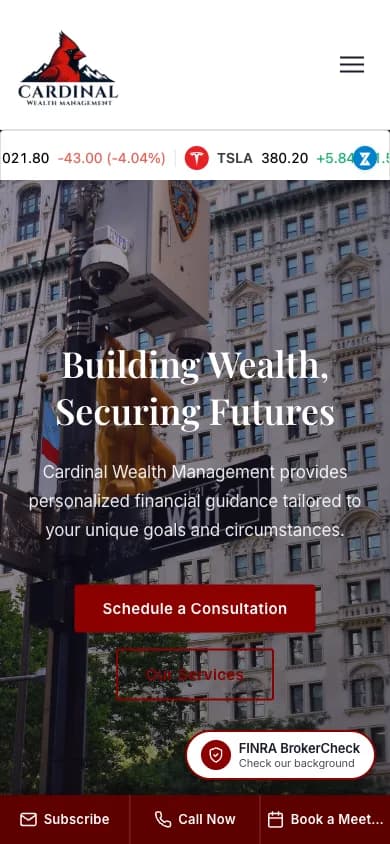 Cardinal Wealth Management mobile website, designed and built by Colee Software Services