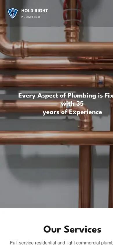 Hold Right Plumbing mobile website, designed and built by Colee Software Services