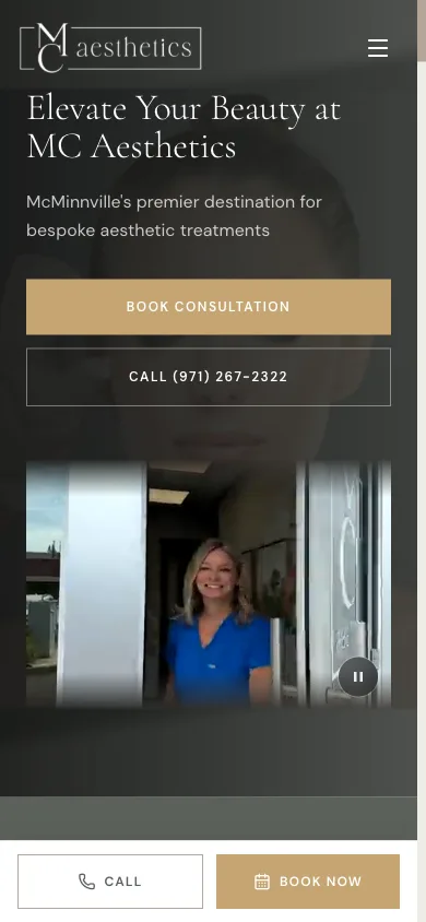 MC Aesthetics mobile website, designed and built by Colee Software Services