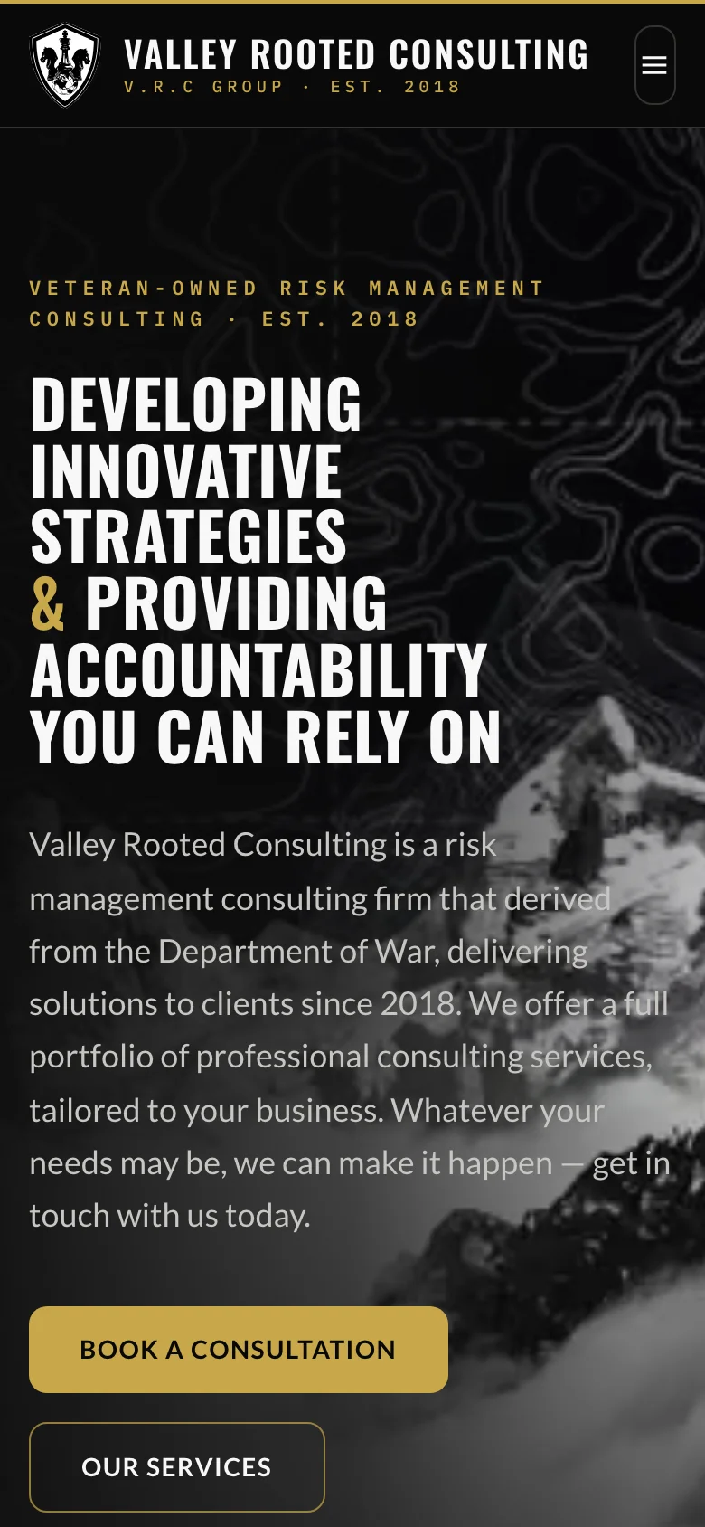 Valley Rooted Consulting mobile website, designed and built by Colee Software Services